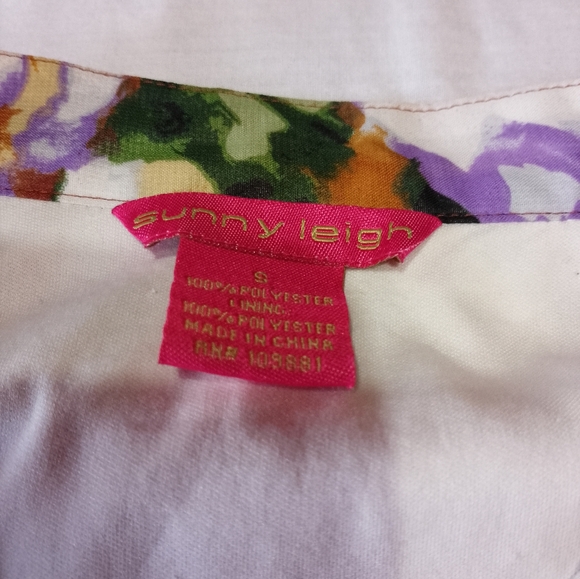 Sunny Leigh Ruffle Short Sleeve Shirt Button Front Floral Print Elastic Waist - Picture 5 of 6